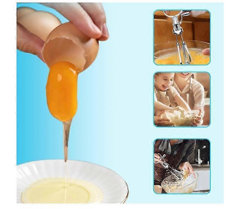 Egg Beater, 2024 Upgrade Stainless Steel Rotary Hand Whip Whisk Cooking Tool