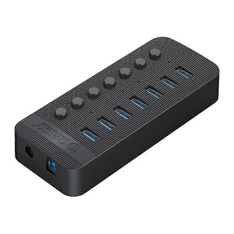 7-in-1 USB-HUB met meerdere poorten en individuele schakelaars CT2U3-7AB-BK US-stekker