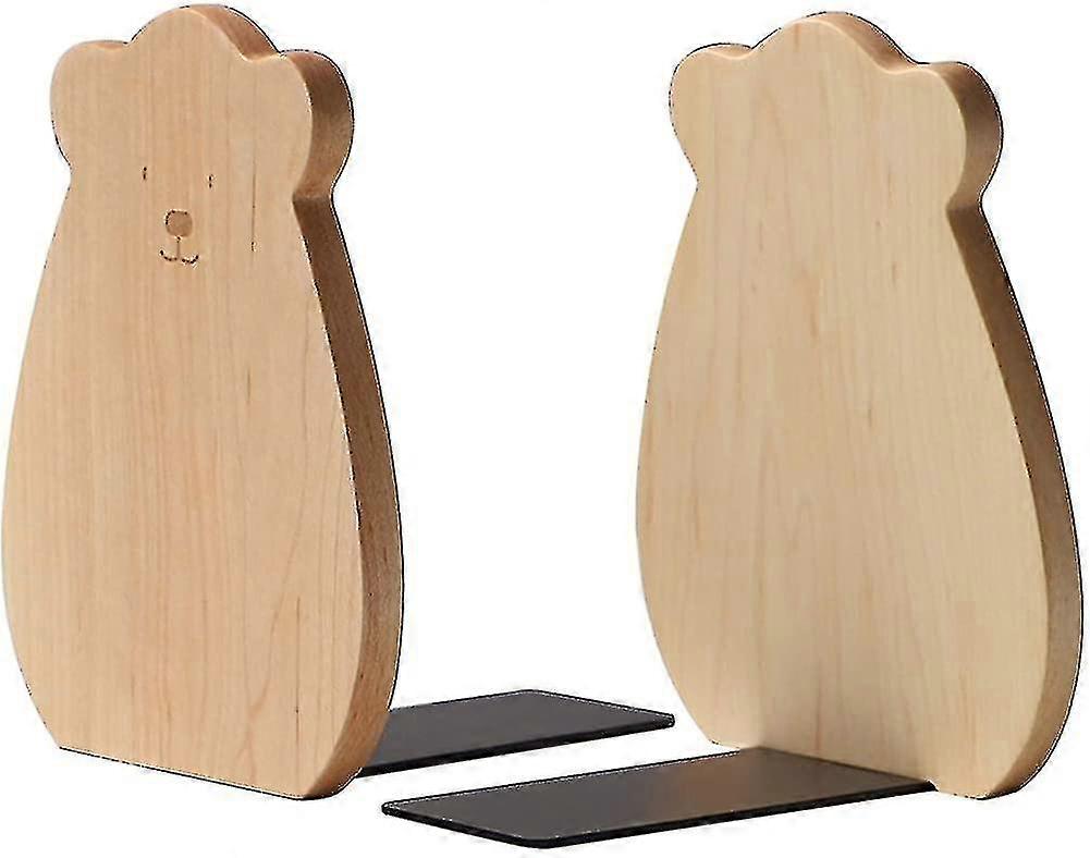 Book Ends,wood Book Ends For Shelves,decorative Bookends Stand,non-skid Bookends To Hold Heavy Book(walnut)