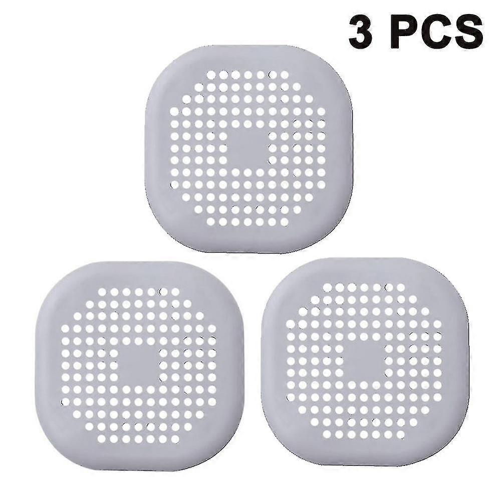 Drain Strainer Silicone, Shower Drain Strainer Shower Drain Covers-3pcs-gray