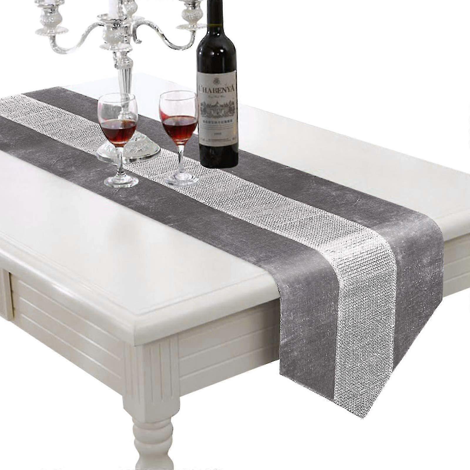 Polyester Table Runner Runner For Table Decoration With Shiny Diamond Bars Table Cloth Beautiful Tab--