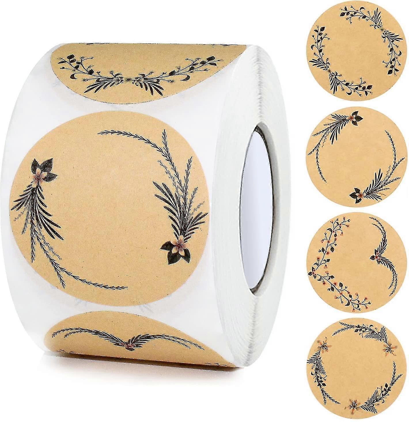 500 Pieces Kraft Paper Stickers, Self-adhesive Labels 5 Cm, Jam Jar Stickers