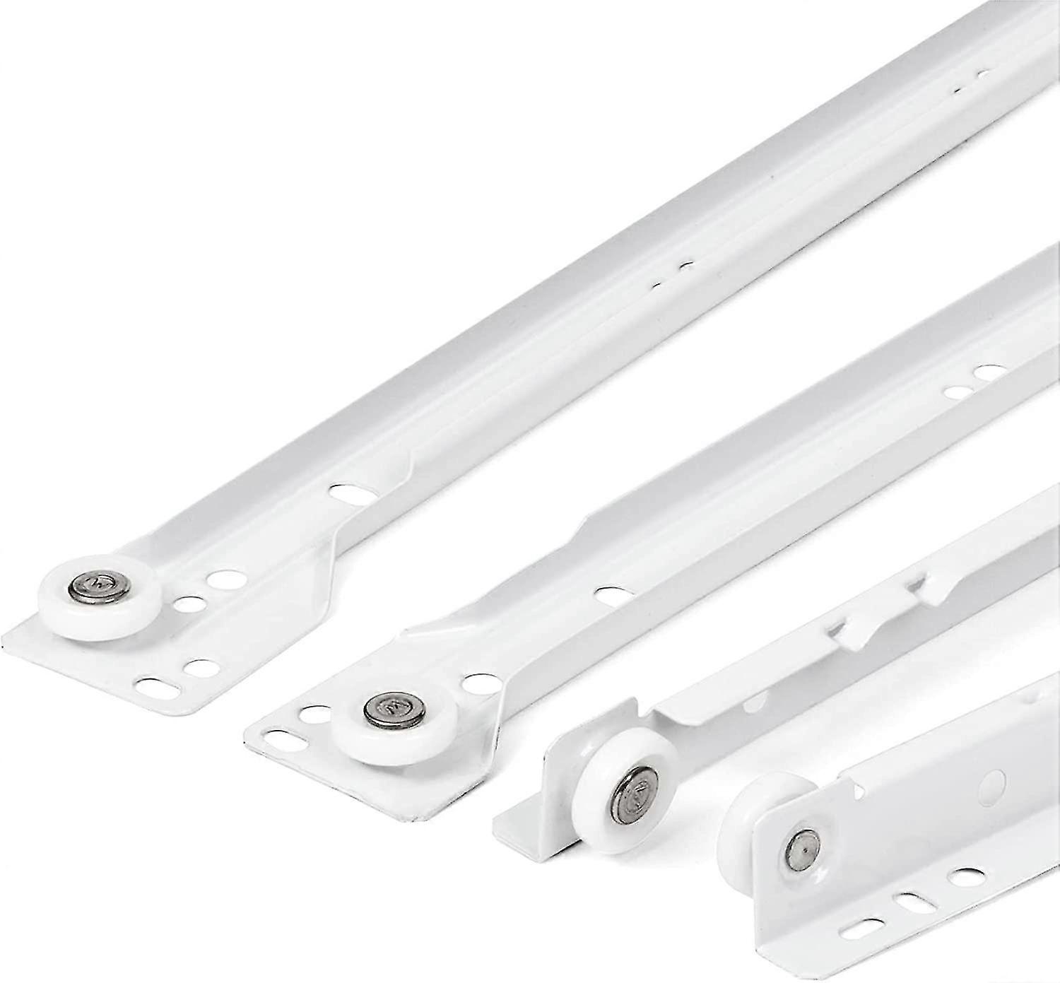Drawer Slides 350mm - Set Of 4 Sliding Drawer Rails, In White, Partial Extension Slide System - Easy Assembly Sliding Drawer Kit