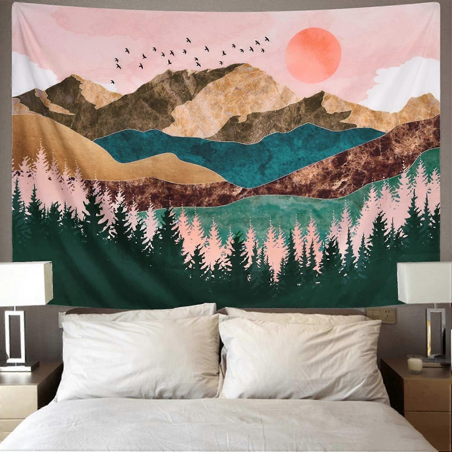 Wall Tapestry, Sunset Art Tapestry Forest Tree 150x230cm