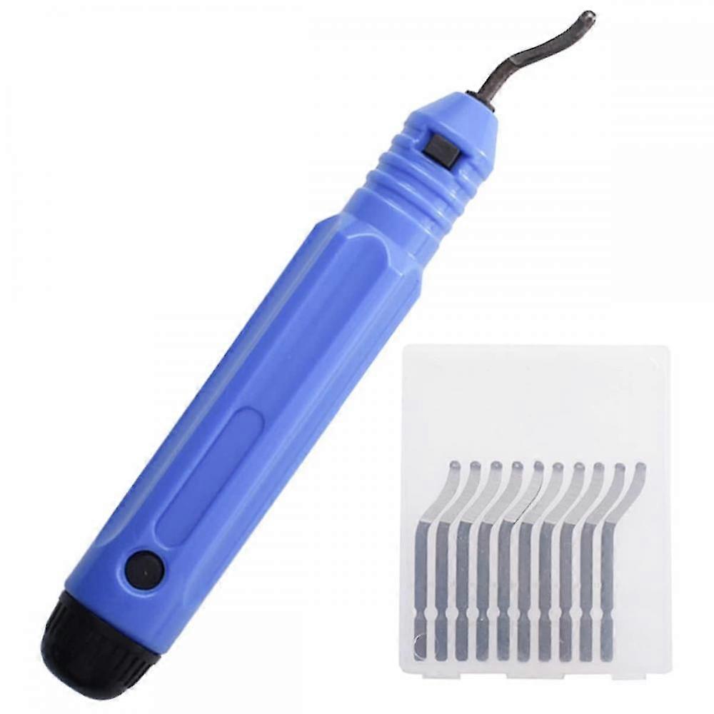 Deburring Tool,manual,360 Rotating Deburr Blades With 10 Metal Blades(blue)