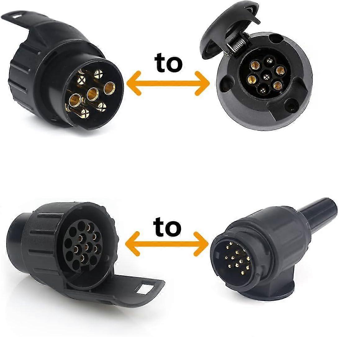 7/13 Trailer Plug Adapter 7 to 13 Pin Connector Plug Hitch 7 Pole to 13 Pin for Car Trailer, Tractor, Caravan, Bike Carrier