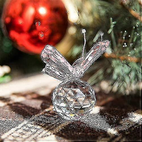 Pink Crystal Flying Butterfly With Crystal Ball Base Figurine Collection