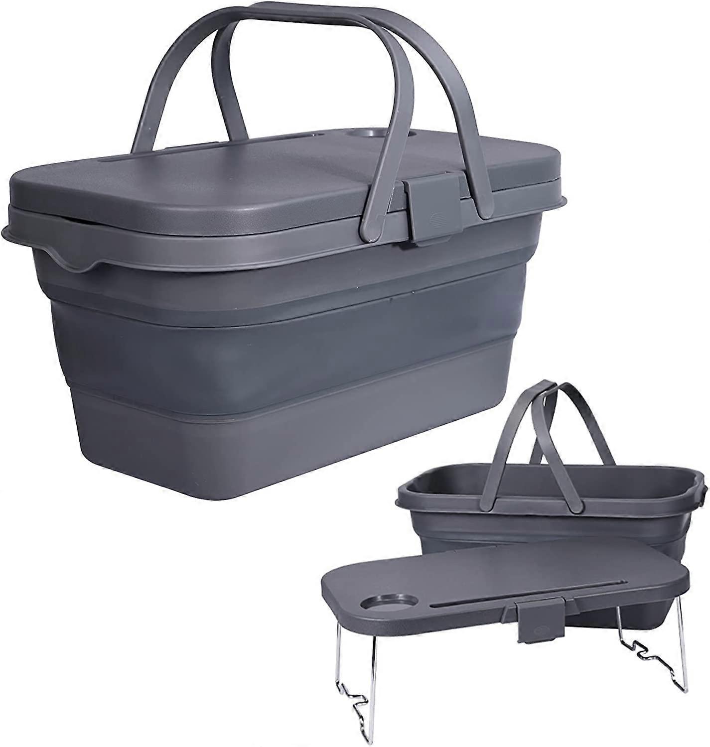 Multi-functional Picnic Basket|Camping Table, Folding Camping Storage Basket|Collapsible Water Basket|Chopping Boards, Portable Camping Folding Storag
