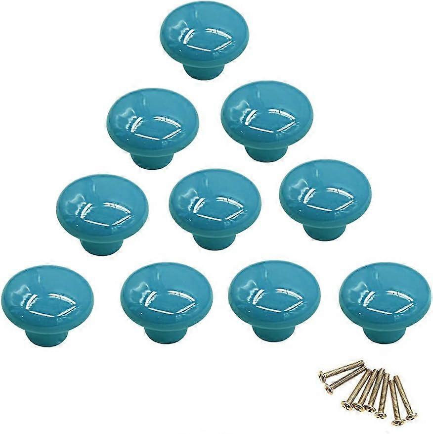 10 Pack Round Colored Ceramic Single Hole Cabinet Knobs for Drawer Cupboard Dresser Door