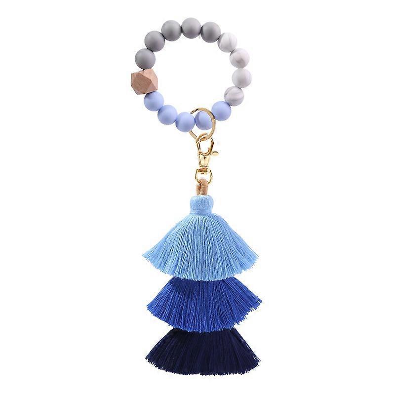 Beaded Keychain with Tassel, Silicone