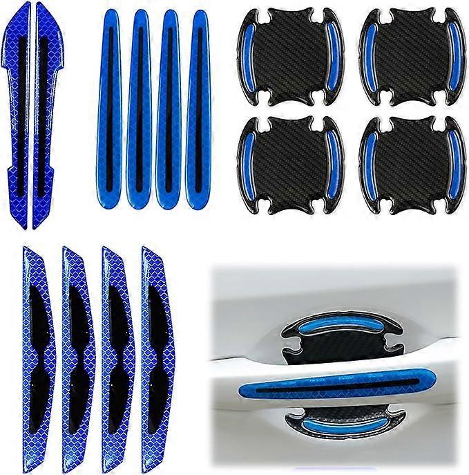 14 Pcs Car Door Handle Protection, Door Protection Sticker, Reflective Door Protection, Reflective Warning Sticker (Blue)