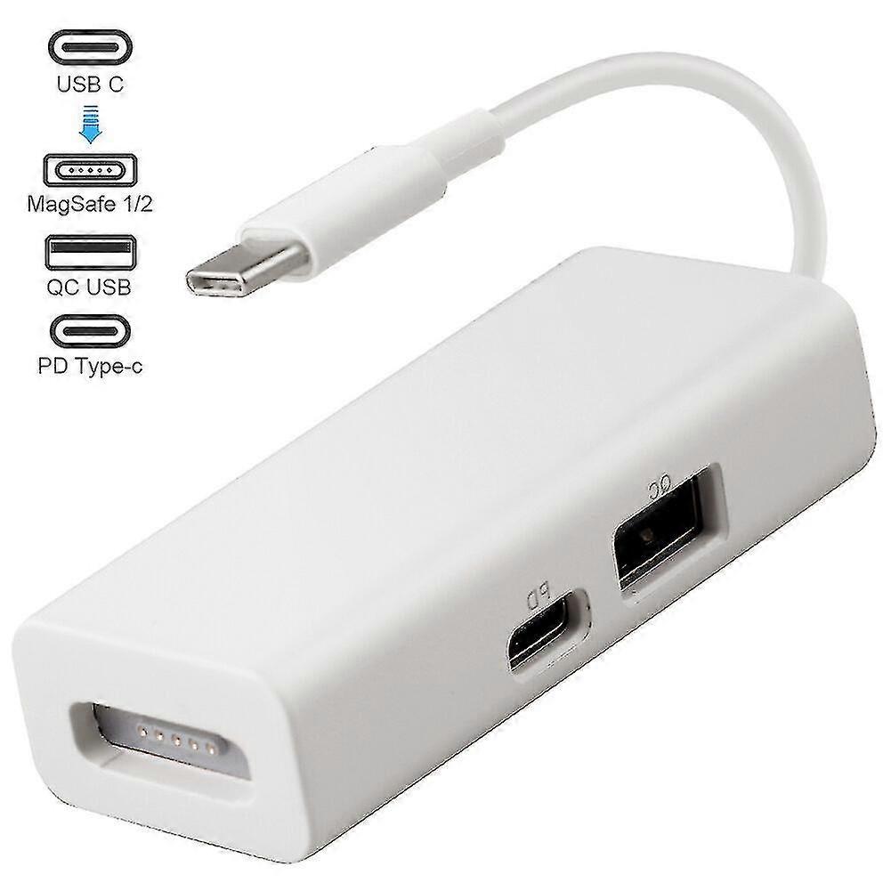 3 In 1 Usb-c Magsafe Adapter For Notebooks Laptops Smartphones - Type-c To Magsafe 1/2 Converter