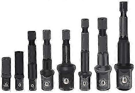 8-piece Power Drill Sockets Adapter Sets, Hex Shank Impact Driver Socket Adapter, Socket To Drill Adapter 1/4" 3/8" 1/2" Impact Driver Adapter