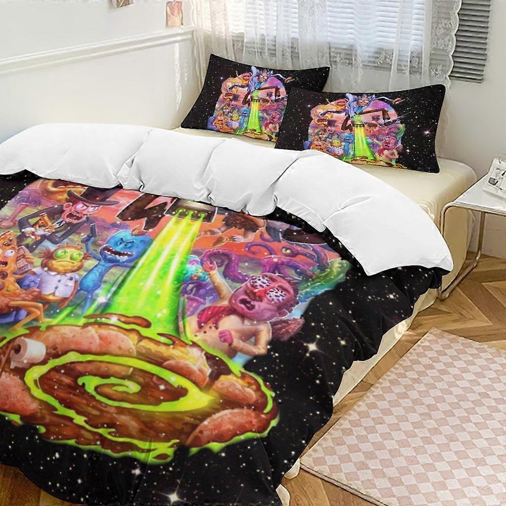 v2062  Bed Sheets Bedding Rick And Morty 3-Piece Bedding Set Soft Warm And Comfortable Bed Set with 1 Duvet Cover And 2 Pillowcases Bed Sheets  yuq206
