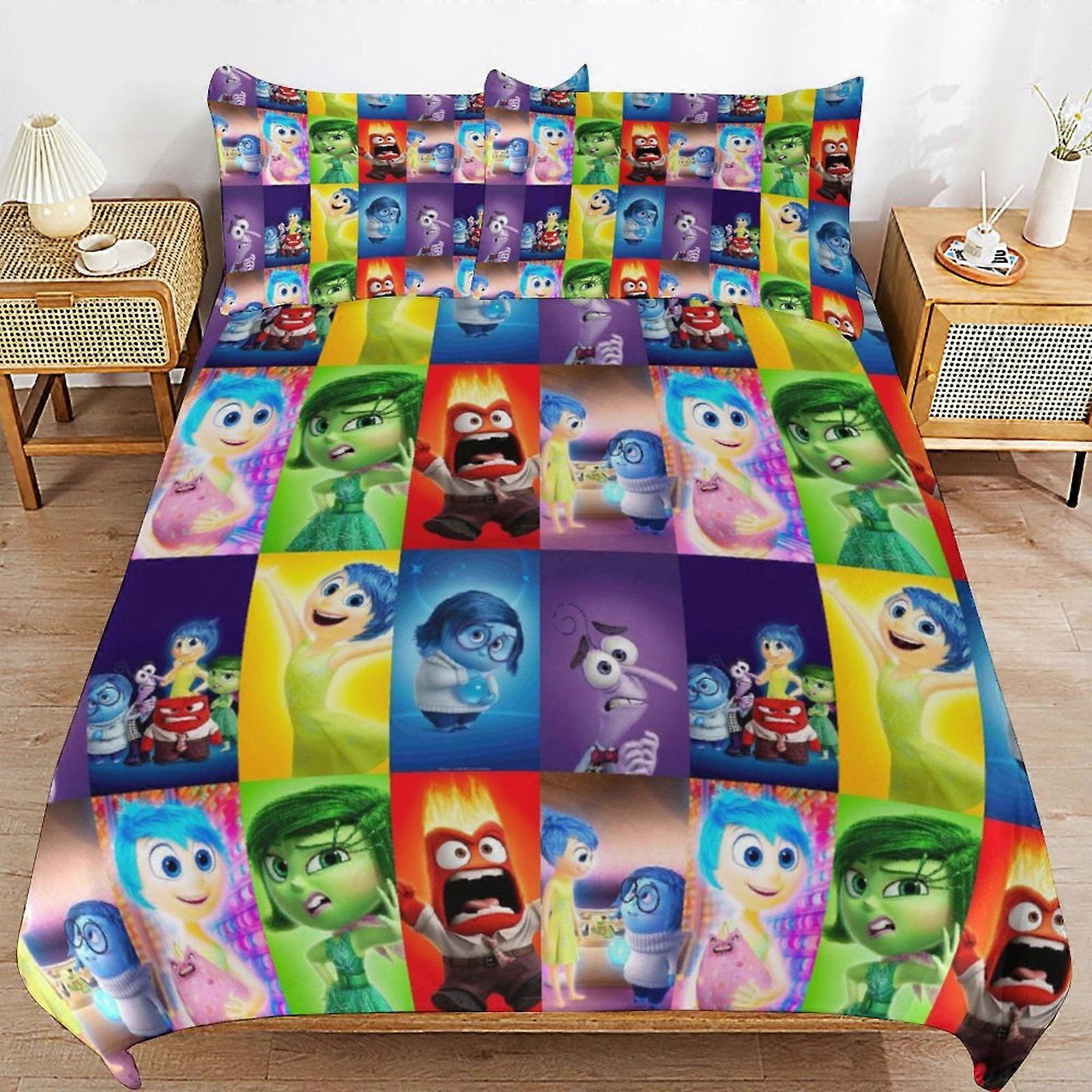 bedding set CA181 Inside Out 2 Bed Duvet Cover Microfiber Bedding Sets 3D Printed Lightweight 3 Piece Comforter Sets, 1 Duvet Cover And 2 Pillow DP181
