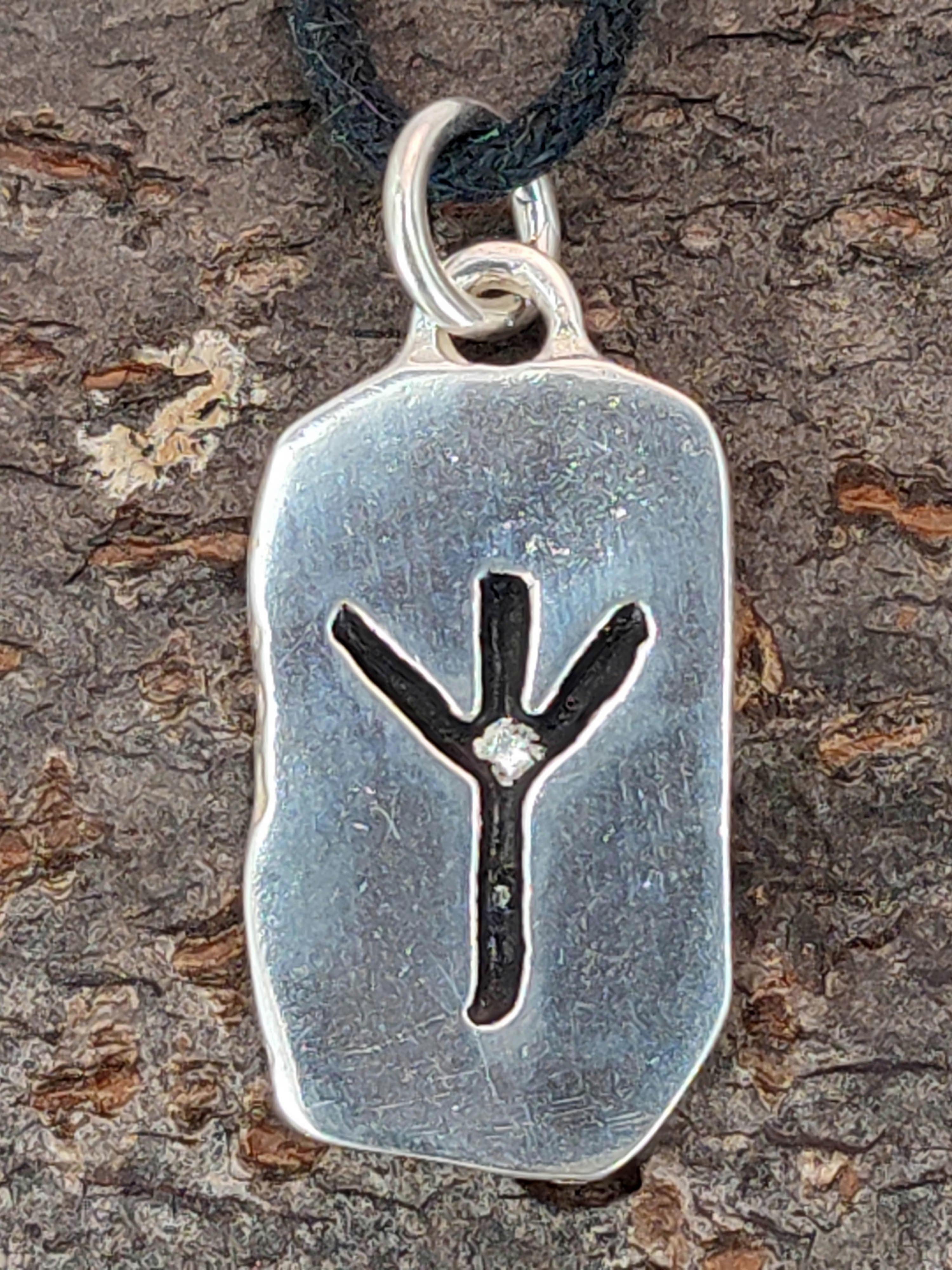 Rune Algiz 155 with Snake Chain - Silver | Fruugo UK