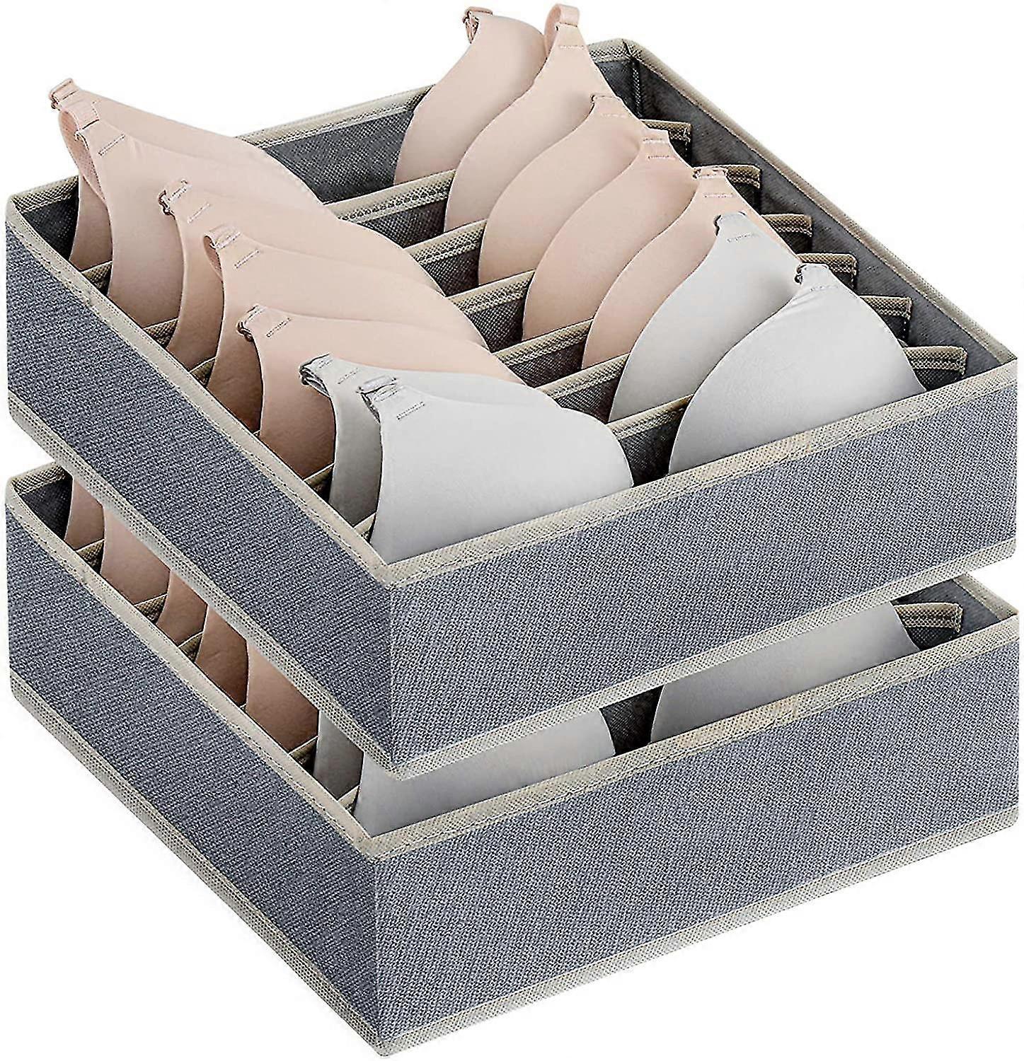 2 οργανωτές αποθήκευσης σουτιέν PC για συρτάρια, πτυσσόμενα διαχωριστικά εσωρούχων ντουλαπιών διοργανωτών με πλενόμενο ύφασμα, κιβώτιο αποθήκευσης για σουτιέν