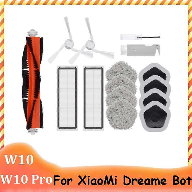 15Pcs Main Side Brush Filter Mop Cloth et support de vadrouille pour Xiaomi Dreame Bot W10& W10 Pro Robot Nettoyeur B