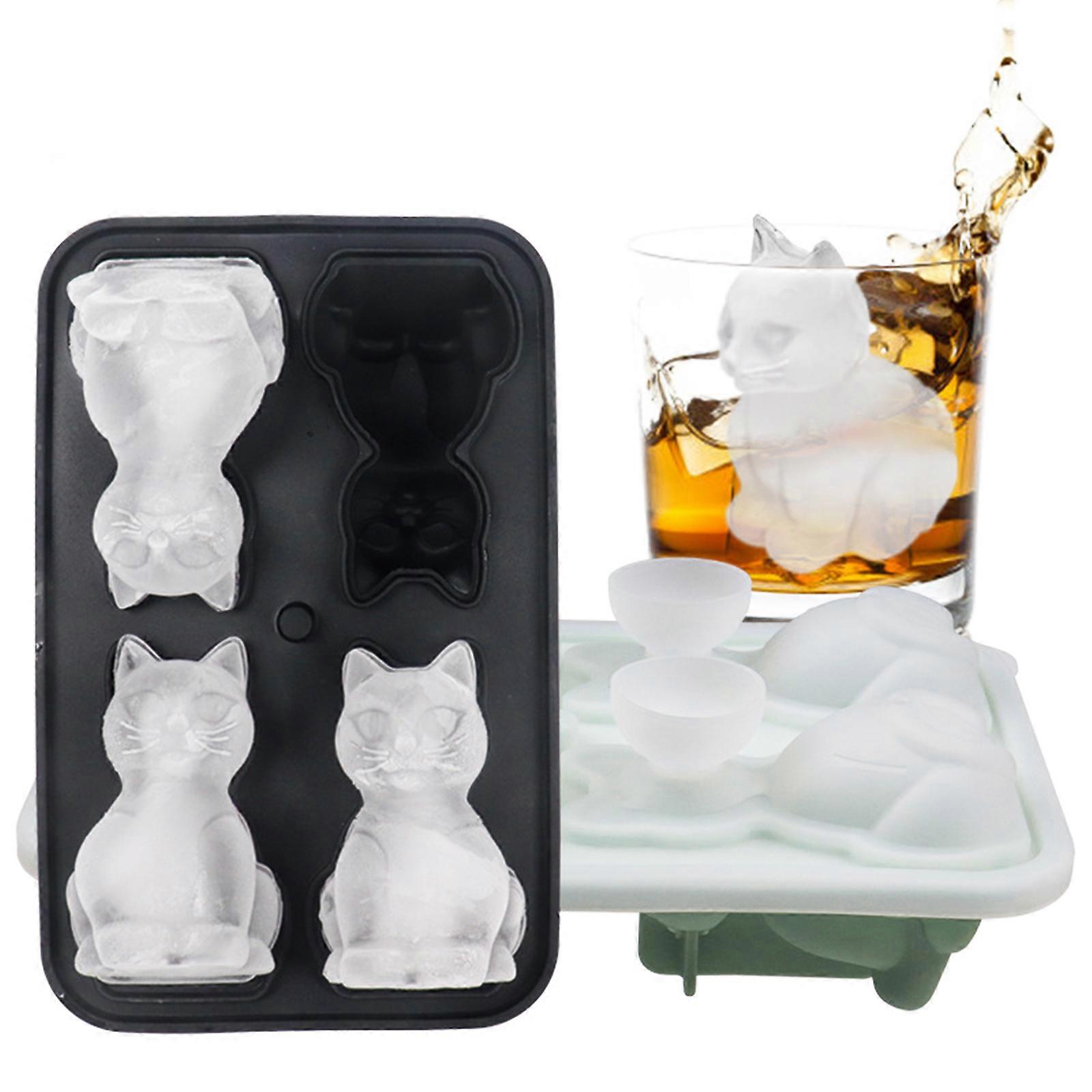3D Cat Ice Cube Mold Silicone Kitten Ice Cube Trays For Whiskey Cocktail Ice Cube Maker Chocolate Mould