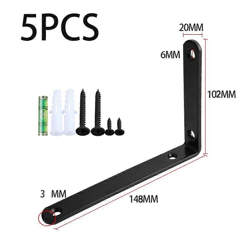 5-piece set (black, about 148*102*20mm) folding table stand Triangular Console, Split Shelf, Right Angle Iron Frame, Wall Support Frame, Laminate Fram