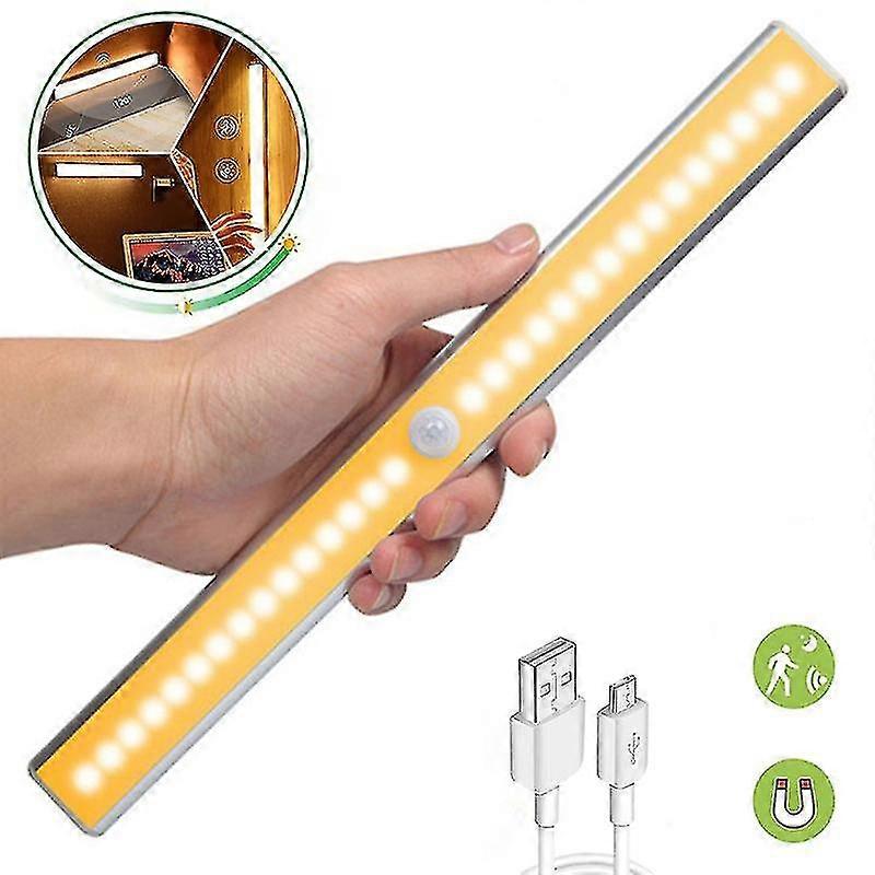 אור חיישן תנועה נטען USB 6 10 24 40 60 לד לילה תאורת מטבח חדר שינה מנורת קיר מנורת ארון בגדים מדרגות