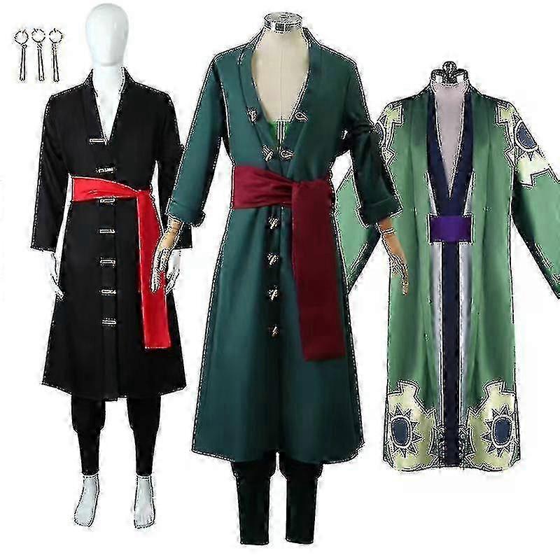 أنيمي قطعة واحدة Roronoa Zoro ازياء تأثيري كيمونو هالوين ازياء للرجال لعب الأدوار ملابس حفلة موحدة بدلة شعر مستعار معطف R V