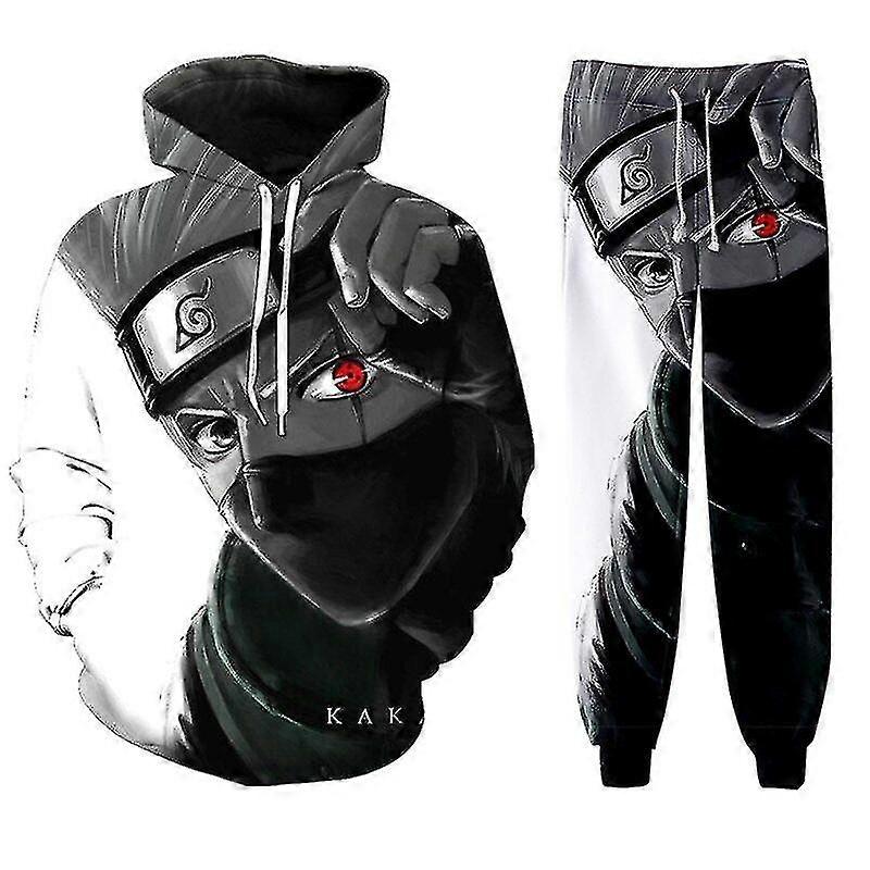 3d Printed Naruto Hatake Kakashi Sweatshirt Hooded Sweater Pullover Trousers Adults Cosplay Costume-C