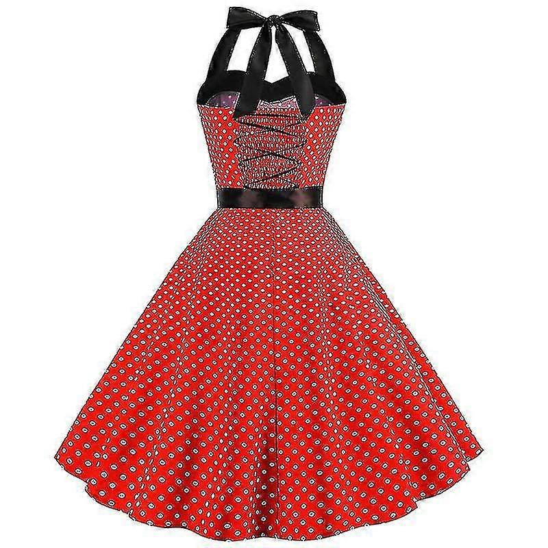 Robe à pois rouge rétro sexy Audrey Hepburn robe dos nu vintage des années 50 des années 60 gothique Pin Up Rockabilly robe Robe_S
