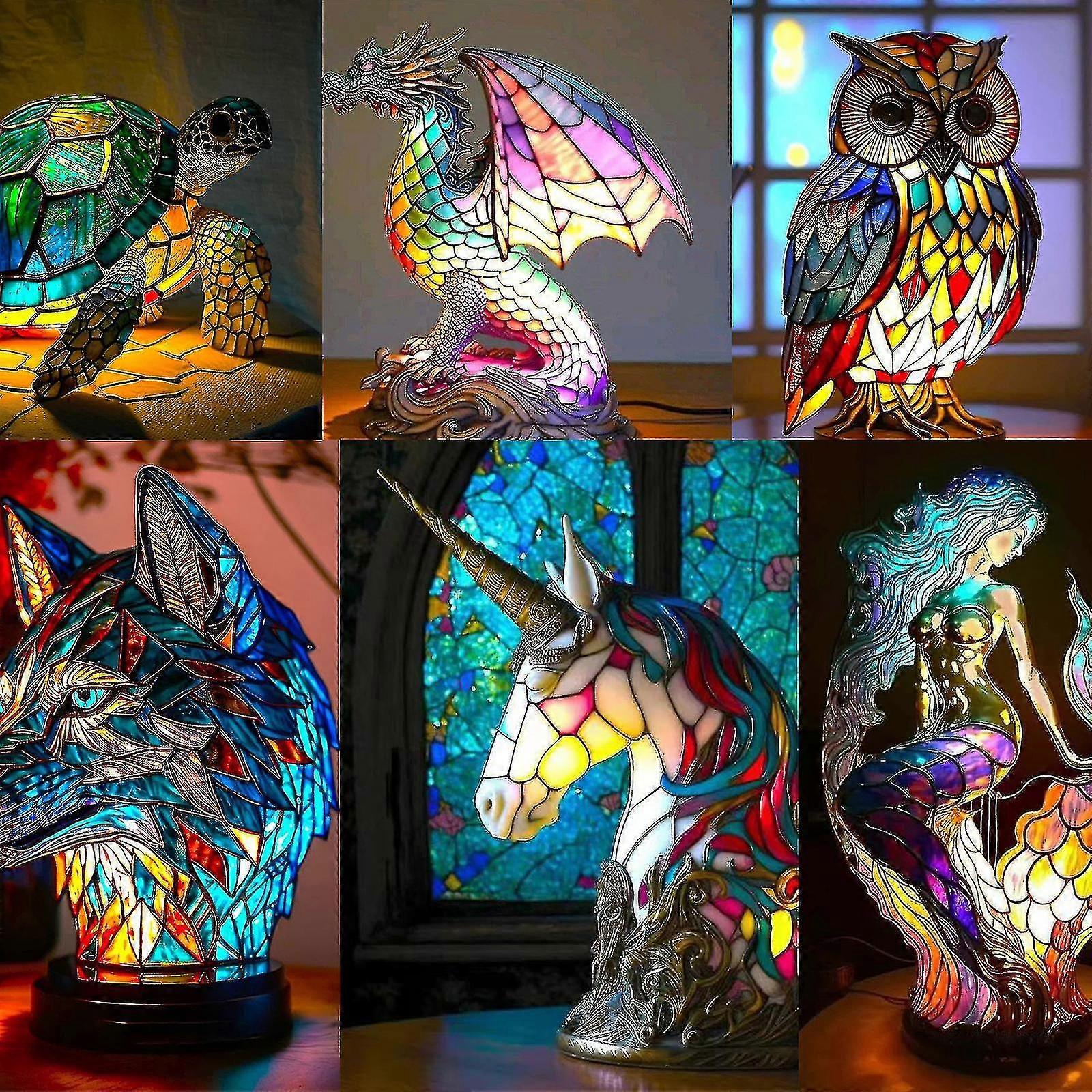 Animal table lamp series, colorful resin animal shape table lamp, retro animal home decoration table lamp, 100% new