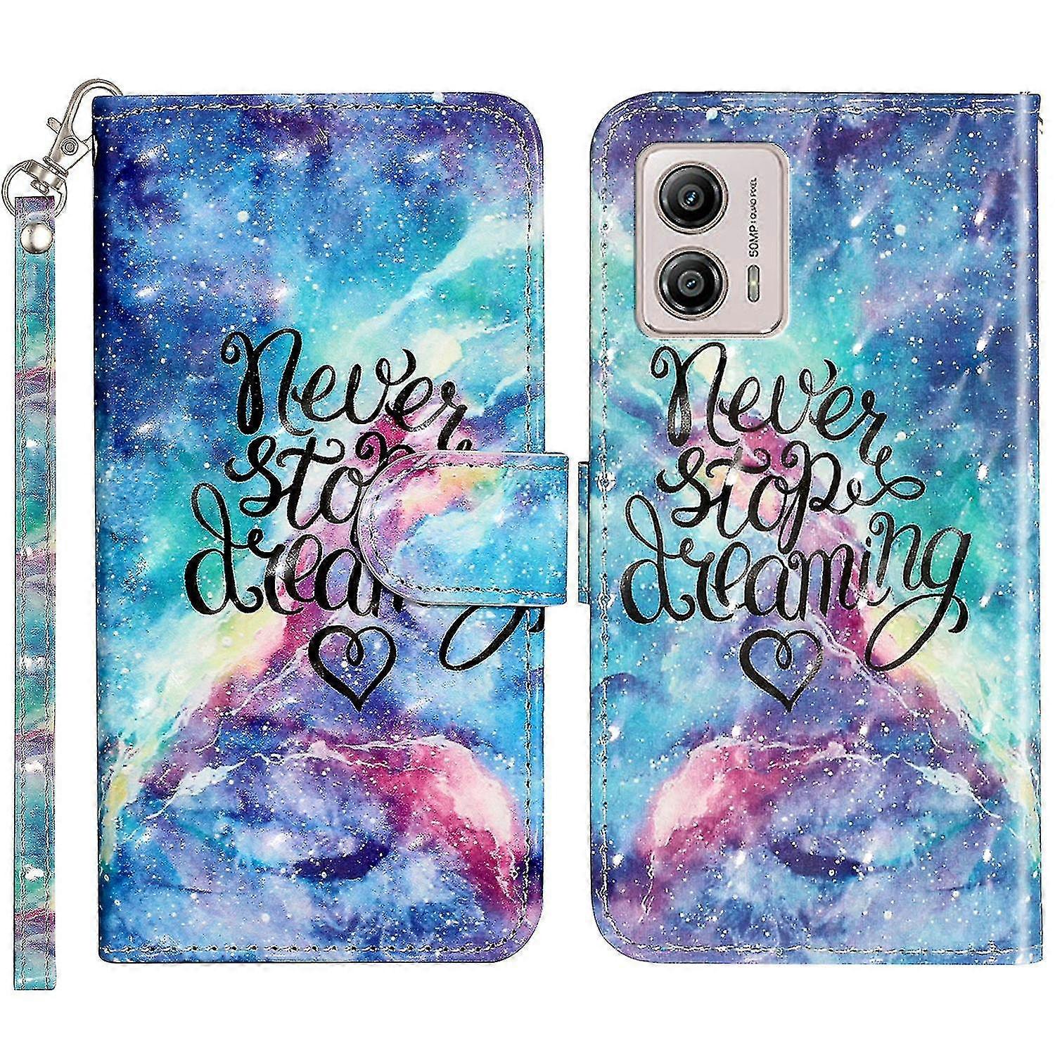 Compatible With Motorola Moto G73 5g 3d Pattern Printing Pu Leather Case Flip Stand Wallet Phone Cover With Strap