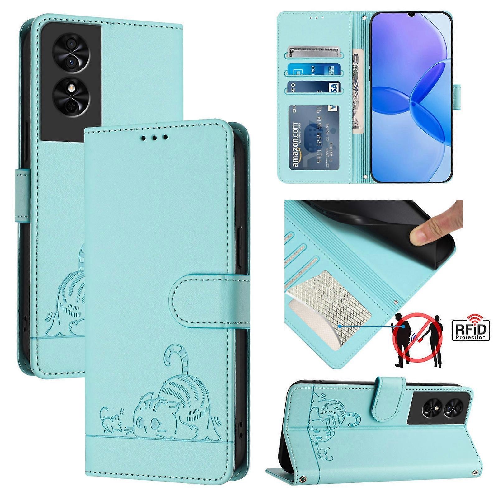 Cat Rat Pattern PU Case For TCL 50 SE