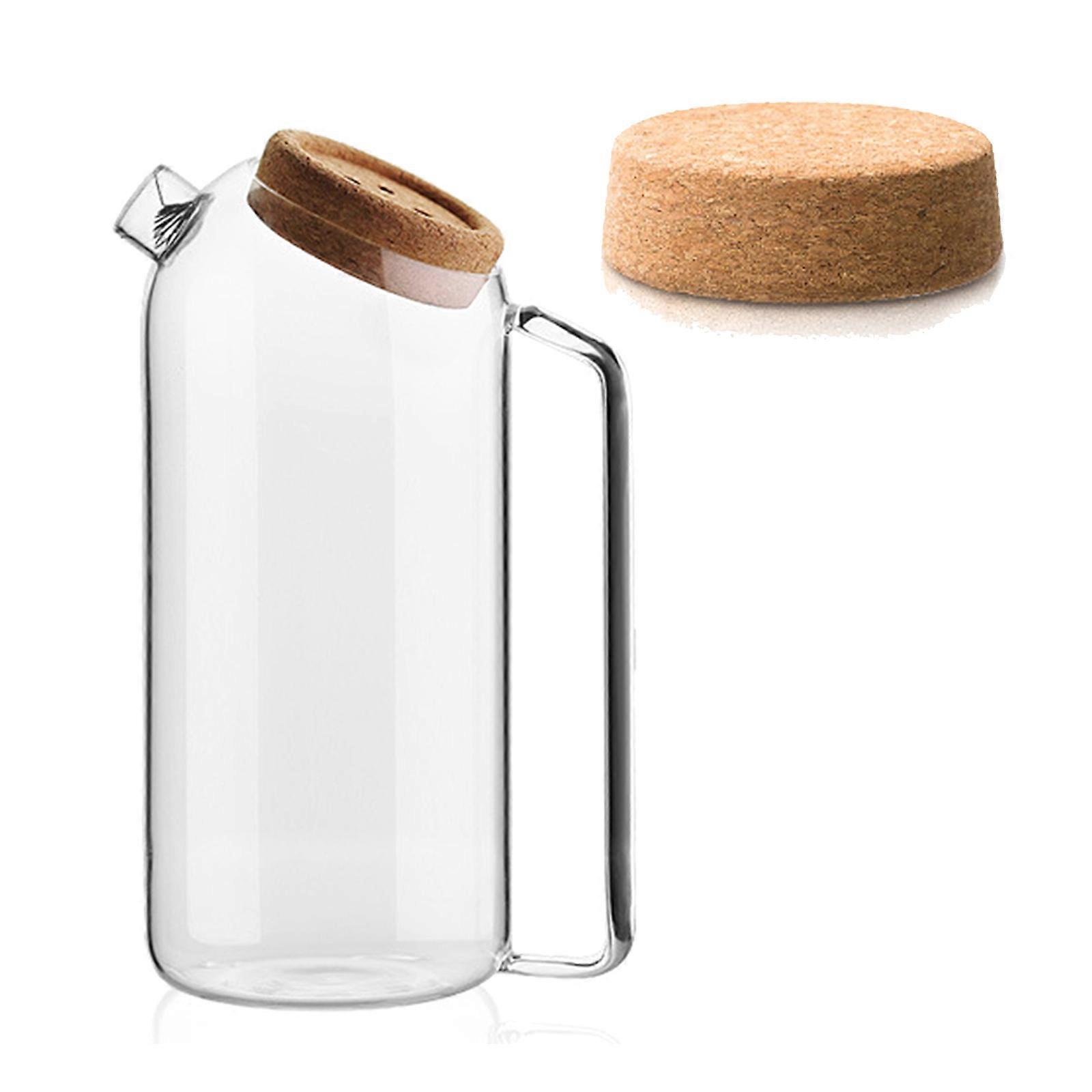 Glass Teapot, Safe Glass Borosilicate Teapot, Glass Teapot with Soft Wooden Lid, High-Capacity