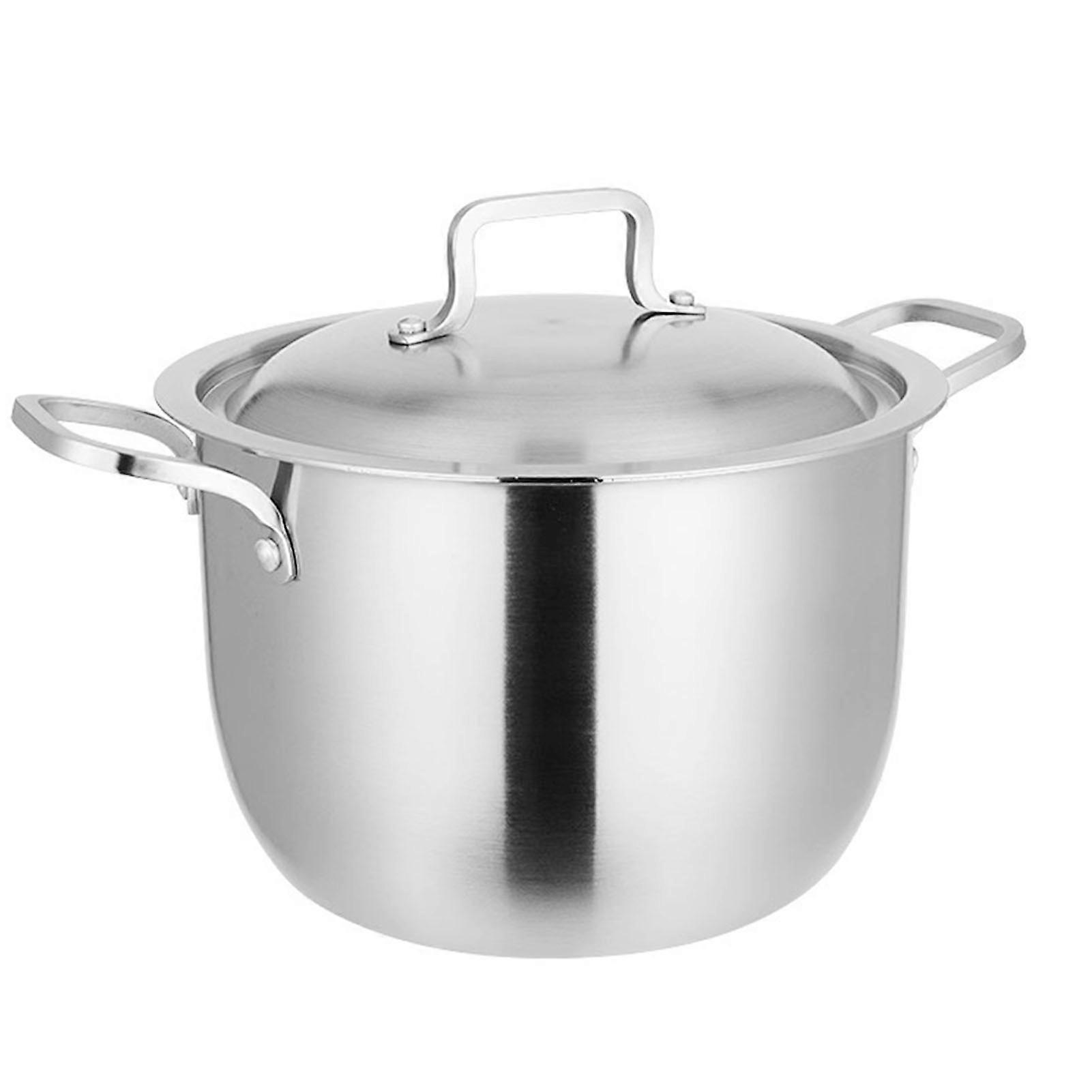 Pentola per zuppa in acciaio inossidabile Doppi manici Pentola facile da pulire di lunga durata per fornelli a induzione Fornelli a gas 22 cm / 8,7 pollici