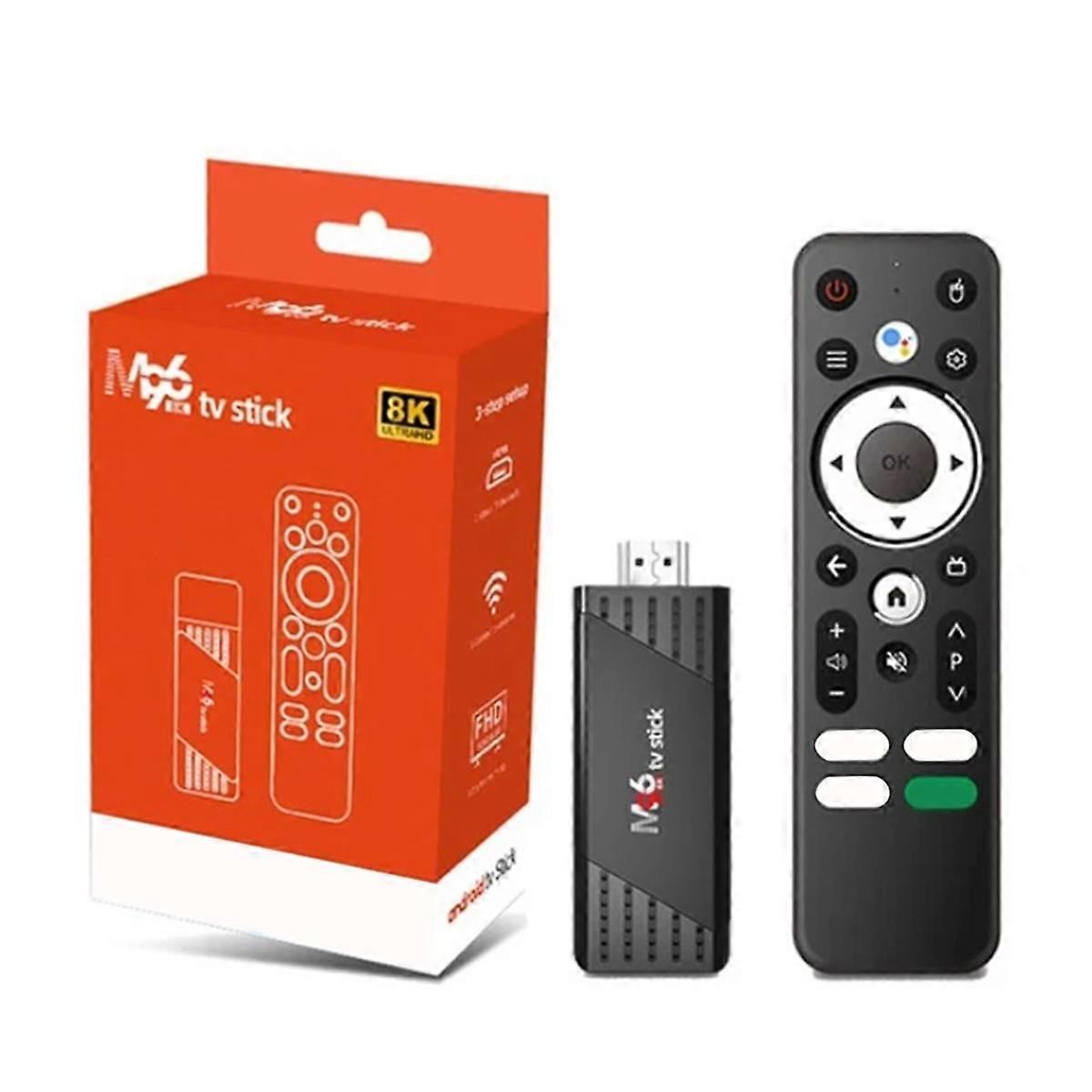 Pour Android 13.0 M96 TV Stick 8K RK3528 Smart TV Box 2 Go + 16 Go 2.4G / 5G WiFi Bluetooth HDR 10 Lecteur multimédia EU-Plug