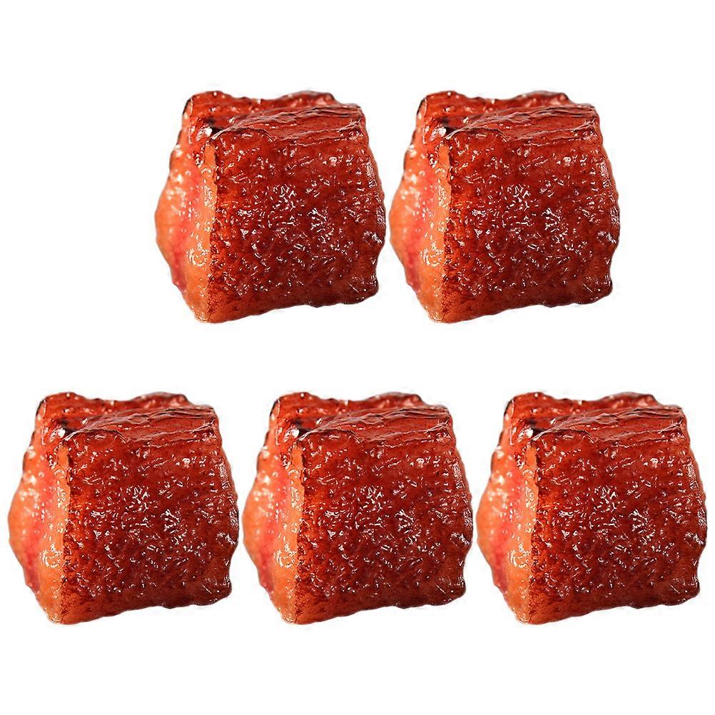 5pcs Fake Diced Beef Models Artificial Beef Fake Beef Cubes Simulated Beef Cubes
