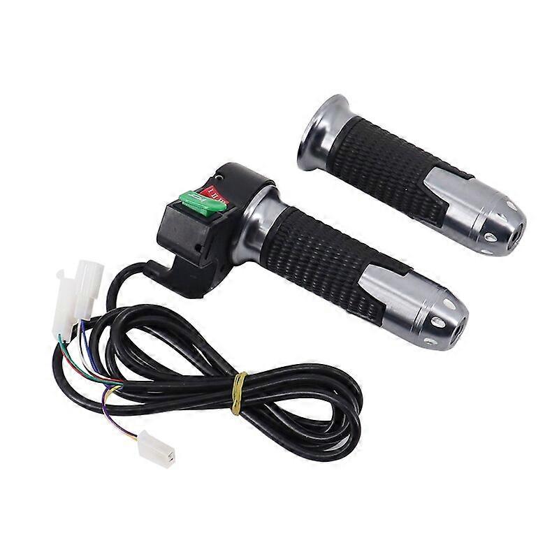 Universal 3-Speed Throttle Handle With Horn Switch – 60V Electric Scooter Modification Part, Silver/Red (Set Of 2)
