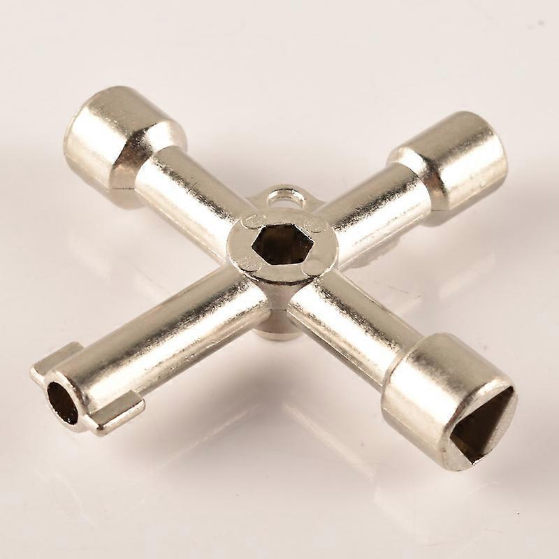 Silver Multifunctional 4 Way Utilities Key for Electric Water Gas Meter Cabinet Open Key