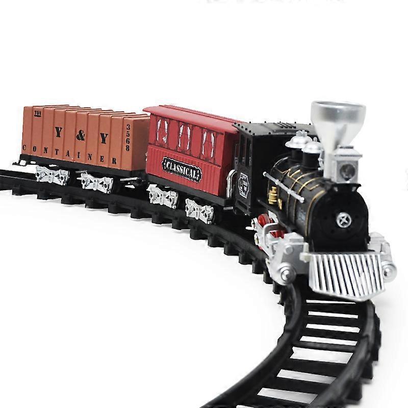 Children's electric track toy with light and sound effects electric retro simulation train model