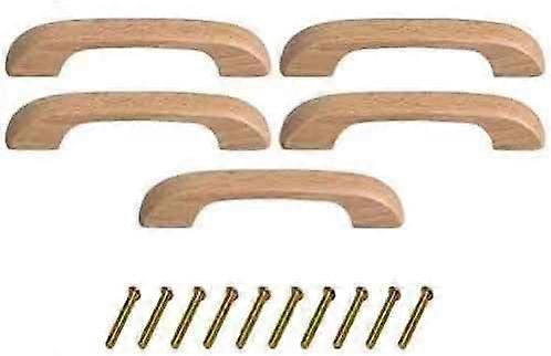 5PCS Wooden Handles Solid Handle for Drawers Clear Coated Smoothly Hole Distance 3.78 inch for Furniture Wardrobe Cupboard Closet Drawer Handle Pull