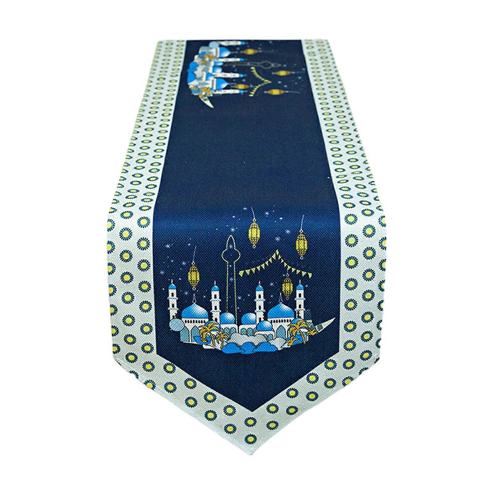 Eid Table Runner Moon Star Castle Pattern Design Table Cloth Ramadan Decor