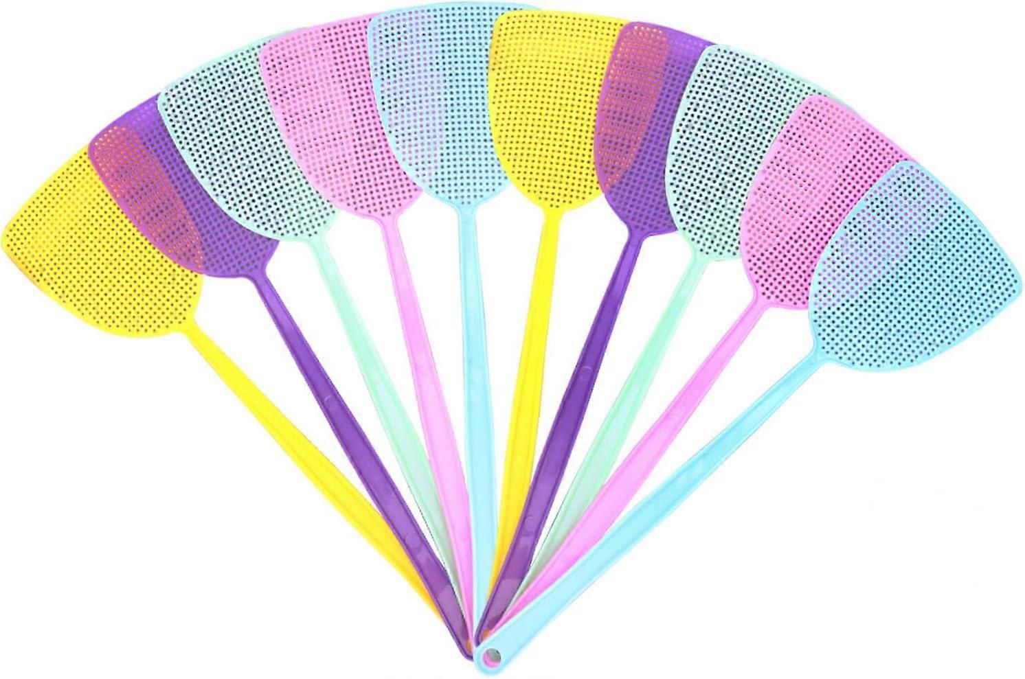 Fly Swatter, 10 Units Manual Pest Control, Multi-Color, Durable 44.45cm Handle, Kitchen Helper