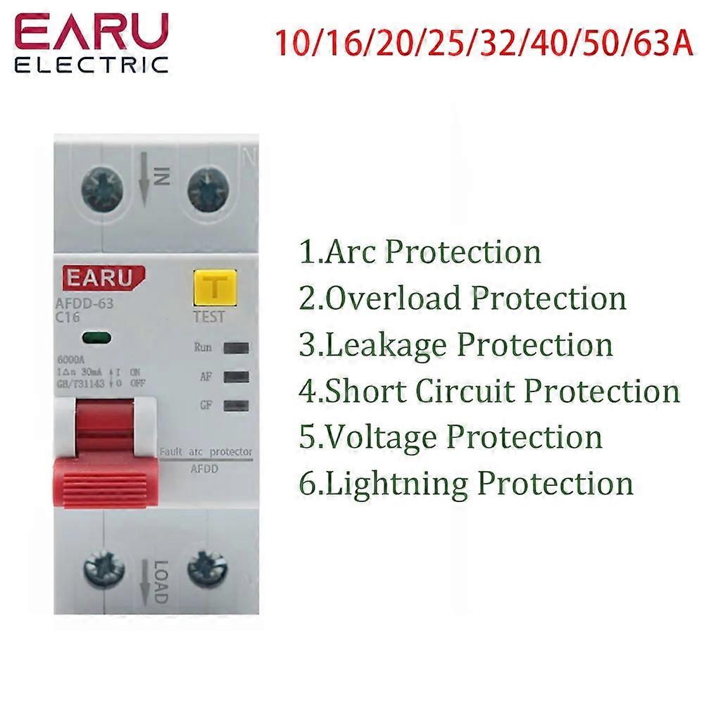 220V 2P AFDD AFCI Arc Fault Protector Dector Circuit Breaker Interrupte Overload Earth Leakage Short Circuit Voltage Protection