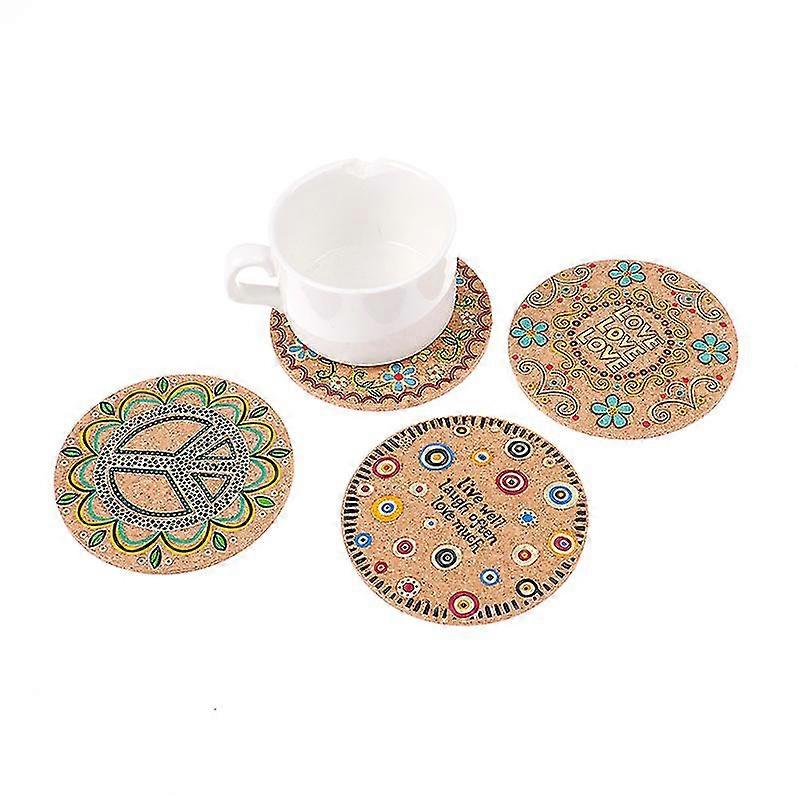 Table Pad Eco-friendly 4pc Drink Coasters Pot Holder Tabletop Decor Round Shape
