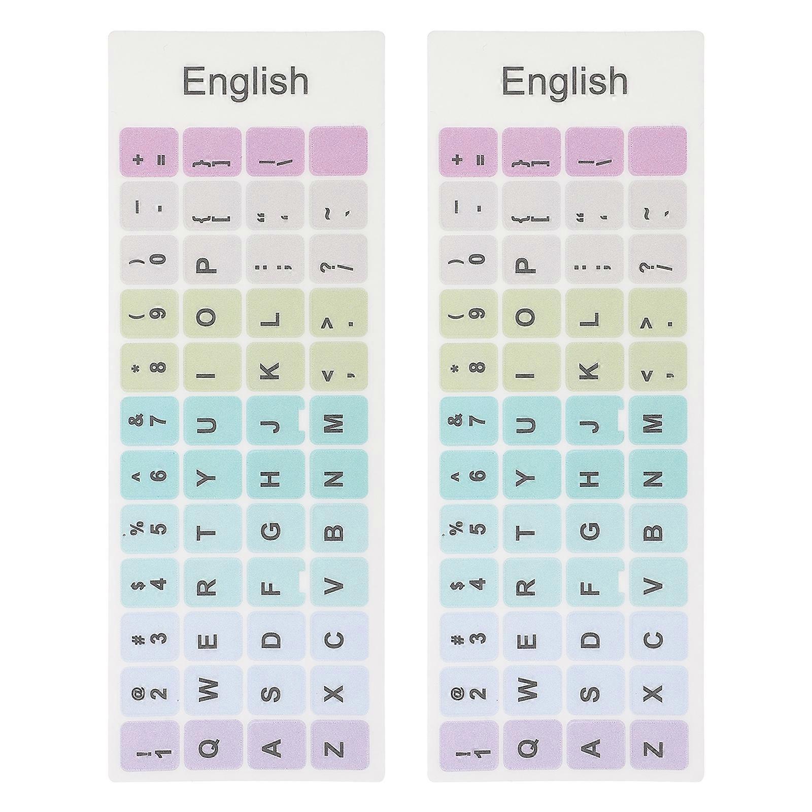 2 Sheets Keyboard Decorative Sticker Universal English Keyboard Sticker Decal