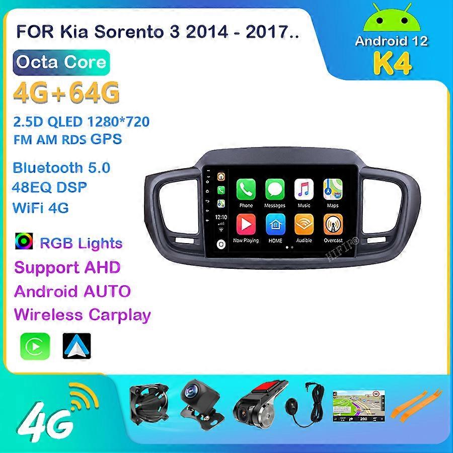 For Kia Sorento 3 2014 - 2017 Car Radio Multimedia Video Player Navigation stereo GPS Android 12 No 2din 2 din dvd