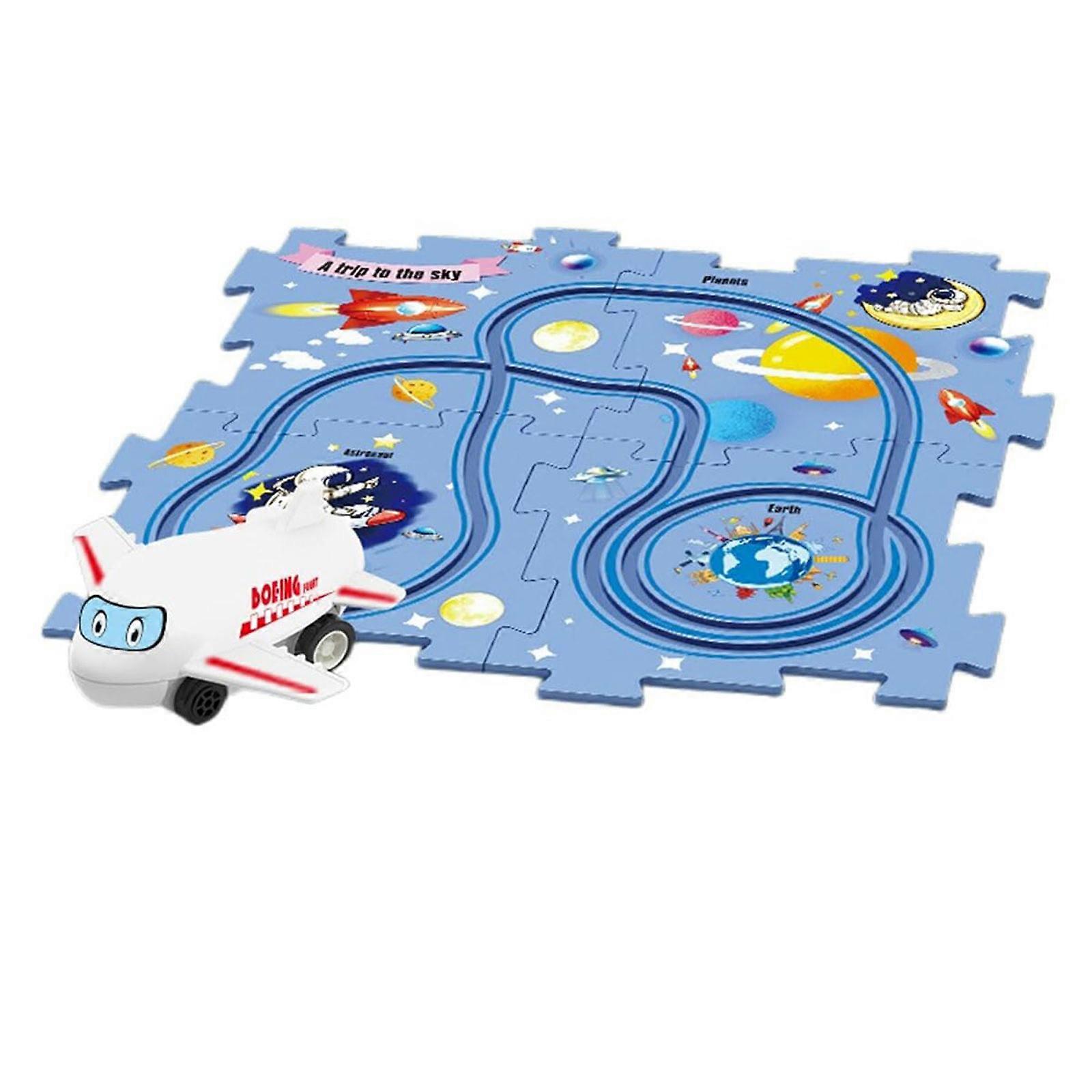 2023 Wholesale DIY Assembling Electric Trolley, Children's Educational Puzzle Track Car Play Set, Battery-Operated Toy Vehicle & Puzzle Board, Funny R