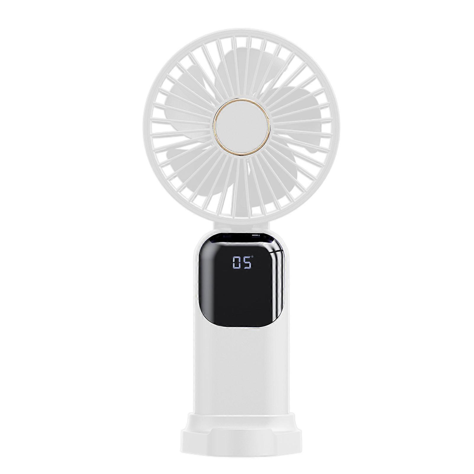 Small Handheld Fan with Digital Display Foldable Design 5 Speeds Low Noise Portable Cooling Fan Personal Air Conditioner QingHai