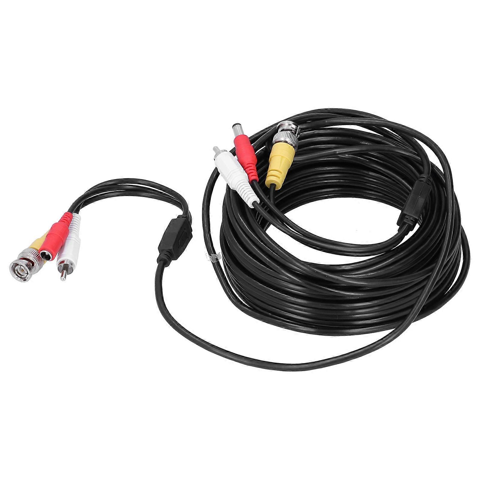 Portable CCTV Cable 3-In 1 Video Audio Power Cord BNC+RCA+DC Connector for DVR Surveillance System(20m 65.6ft )