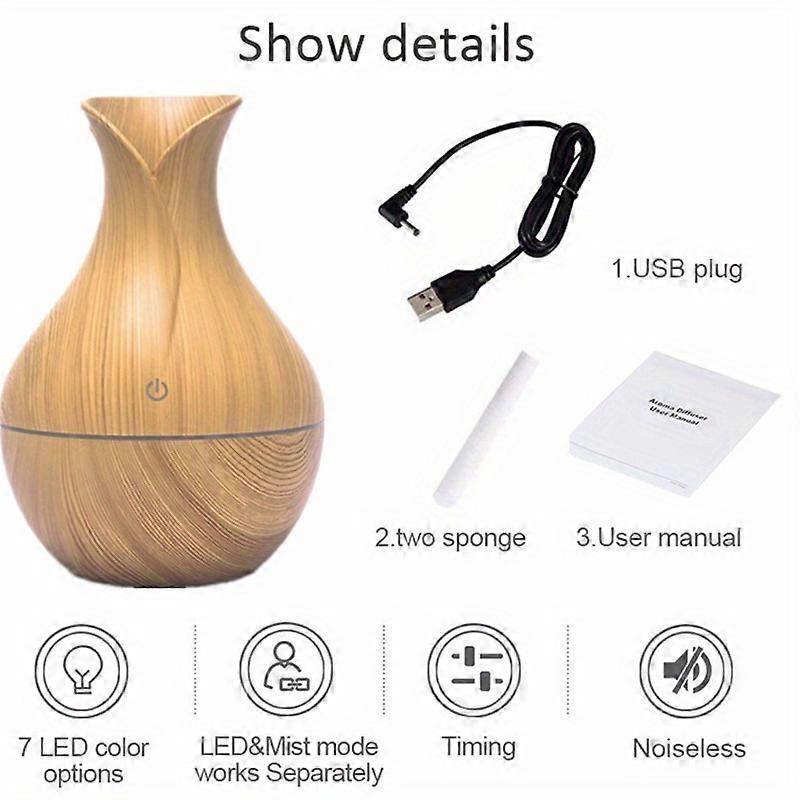 JUEGE * 寝室、オフィス、デスクトップ用の7色LED電気加湿器-調整可能なタイマーと水分制御