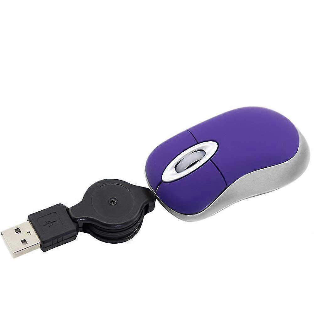 Mini Usb Wired Mouse Retractable Tiny Small Mouse 1600 Dpi Optical Compact Travel Mice For Windows